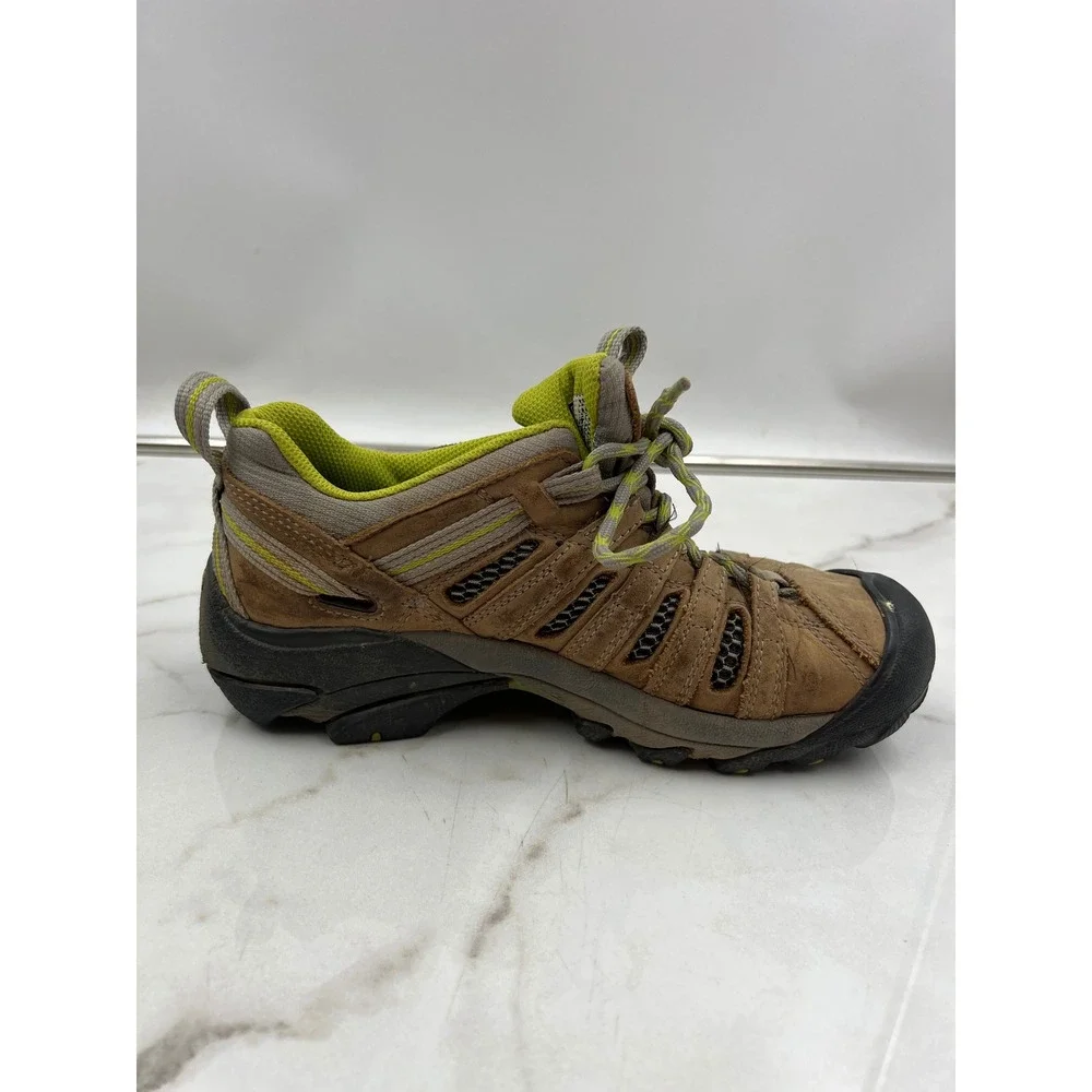 Keen Voyageur Hiking Shoes Womens 6.5 Brown Green Leather Mesh Low Top Trail